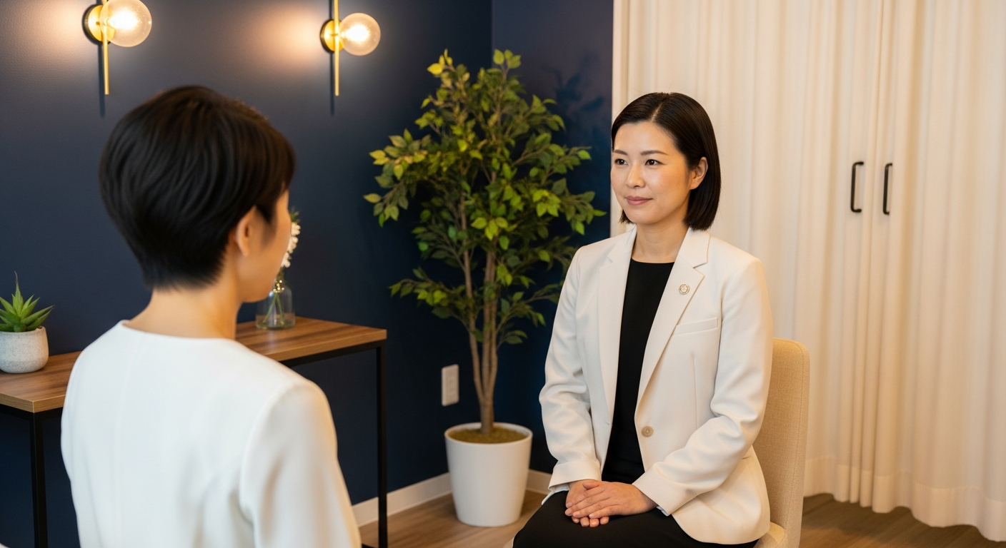 「①証拠確保→②慰謝料・財産分与の把握→③専門家相談→④離婚成立」の準備フローを左から右への矢印で図解化。各ステップにアイコン（虫眼鏡・計算機・相談・チェック）