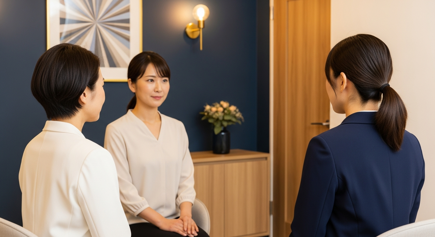 証拠収集の役割分担（自分・探偵・弁護士）を3つのアイコン（本人・虫眼鏡/カメラ・天秤）で並べ、それぞれの担当範囲（財産/記録は自分・不貞の客観証拠は探偵・法的評