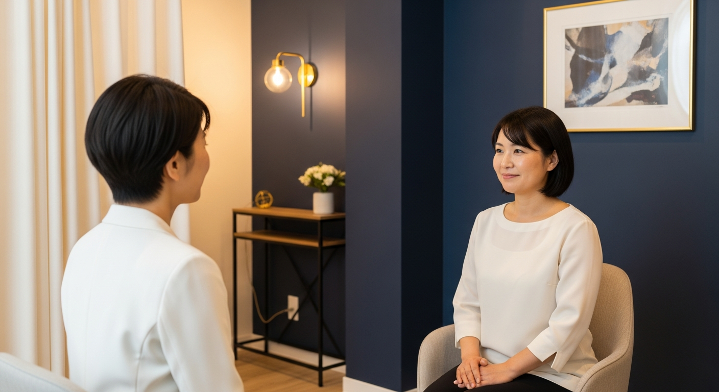 再構築がうまくいく夫婦とうまくいかない夫婦の分岐を、道路標識や分岐路のイラストで示した図解。「条件付き許し」というラベルが付いた暗い道と「本当の許し・カウンセリ