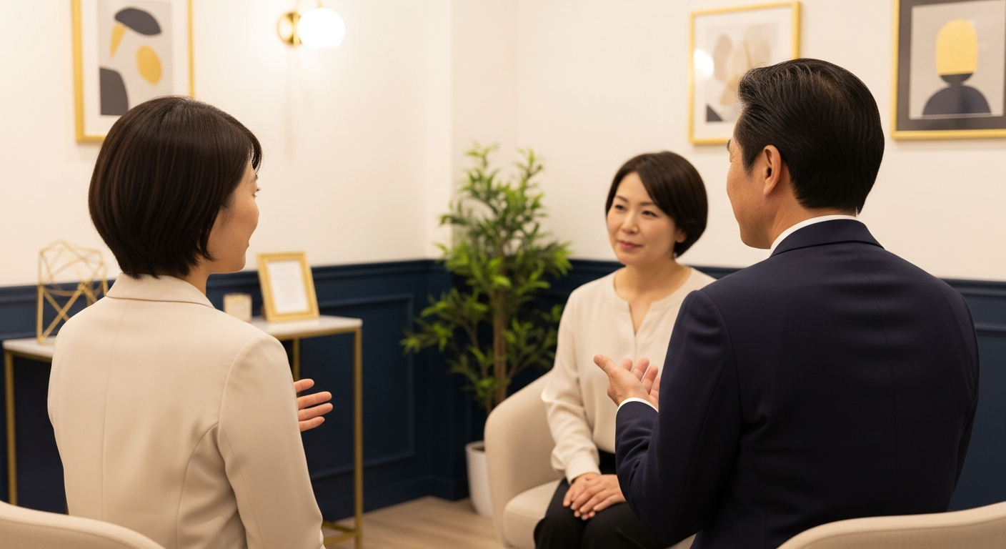 復縁後の関係修復ステップを時間軸で整理したロードマップ図解。「根本原因の話し合い→信頼回復期（数ヶ月）→カウンセリング検討→安定期」という段階を、アイコンと矢印